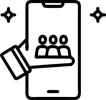 Smartphone with Holographic Handshake and Community Figures vector