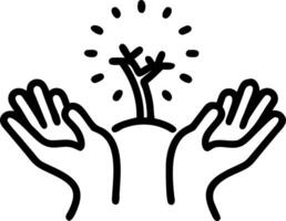 Soft Abstract Hands Reaching Toward a Tree vector