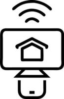 Suspended smart home device with interactive display on an isolated white background vector
