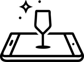 Tablet displaying holographic champagne glass isolated with plenty of copy space vector