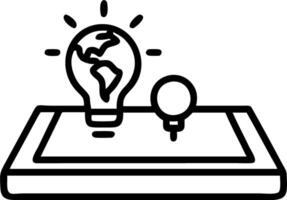 Tablet with Holographic Earth and Lightbulb vector