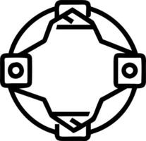 Tech ring border with rotating digital elements and copy space vector