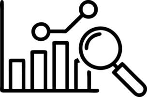 of isolated bar graph and magnifying glass with the word Analysis vector