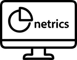 of isolated computer monitor and pie chart with the word Metrics vector