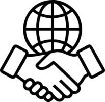 of isolated globe and handshake with the word Collaboration vector