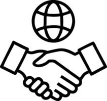 of isolated handshake and globe with the word Partnership vector