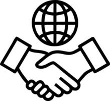 of isolated handshake and globe with the word Partnership vector