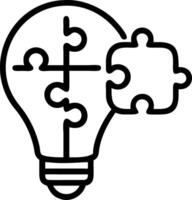 of isolated light bulb and puzzle pieces with the word Solution vector