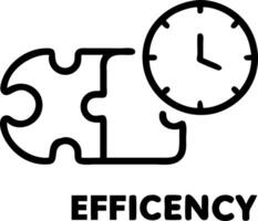 of isolated puzzle piece and clock with the word Efficiency vector