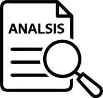 of isolated magnifying glass and document with the word Analysis vector