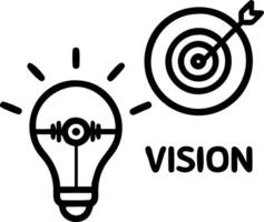 of isolated light bulb and target with the word Vision vector