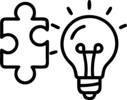 of isolated puzzle piece and light bulb with the word Innovation vector