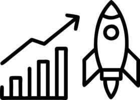 of isolated rocket and graph with the word Launch vector