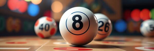 Bingo night at the community hall features vibrant balls and an exciting atmosphere for eager players in a lively setting photo