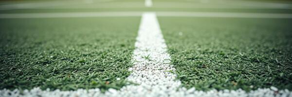 Green artificial turf field with white lines marking the play area for sports activities during daytime photo