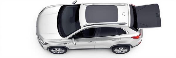 SUV with open trunk showcasing spacious storage area in sunny outdoor location photo