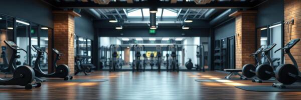 Modern fitness center with a range of cardio machines and a spacious area for workouts in a contemporary design photo