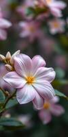 Beautiful pink flower blooming in a garden setting during the spring season photo