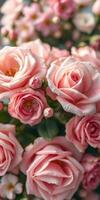 Blooming pink roses showcase natural beauty in a vibrant garden setting during sunny daytime photo