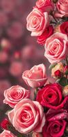 Beautiful roses in various shades create an enchanting floral arrangement for decoration or gifting photo