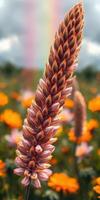 Vibrant blossoms and colorful flowers in a picturesque field during a sunny day photo