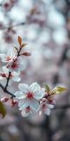 Beautiful cherry blossoms bloom in spring, showcasing delicate petals and vibrant colors photo