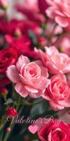 Beautiful roses in shades of pink and red create a romantic atmosphere for a celebration of love photo