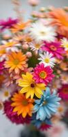 Colorful bouquet of flowers showcasing vibrant blooms in various shades during springtime photo