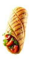 Grilled wrap with fresh vegetables and herbs, ideal for a healthy meal option photo
