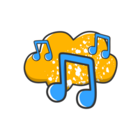 Music Cloud with Notes A cheerful cloud filled with music notes, symbolizing music streaming or digital playlists png