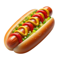 uma suculento linguiça embrulhado dentro uma caloroso pão, empilhado Alto com fresco verdes, crocante cenouras, e uma picante maionese molho para uma rebentar do sabor dentro cada morder. png