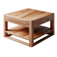 A wooden coffee table with a shelf on top png