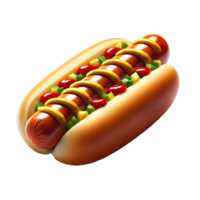 A plump hotdog paired with crisp vegetables like lettuce and jalapenos, topped with tangy mustard and a spicy sriracha drizzle. png