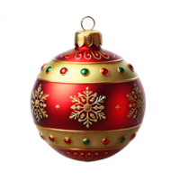 A stunning red Christmas ball accented with metallic floral motifs, adding depth and elegance to your tree. png