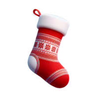 Featuring vibrant red fabric and cheerful ornaments, this Christmas sock is the perfect addition to your festive decor. png