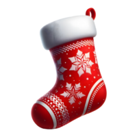 This plush red Christmas sock, adorned with delightful ornaments, is perfect for creating a festive and inviting atmosphere. png