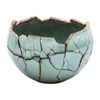 Damaged Pottery with Visible Cracks and Rustic Finish png