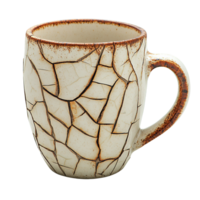 Damaged Coffee Mug with Fractured Patterns and Chipped Edges on Transparent Background png