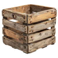 Old and Weathered Crate with Broken Slats and Signs of Aging png