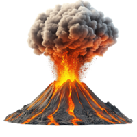 Active Volcano Erupting with Intense Lava Flow and Thick Smoke Cloud png
