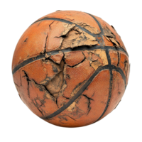 Aged and Cracked Basketball with Rough Surface and Faded Appearance png
