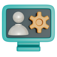 account setting 3d icon. Monitor, account and setting shapes png