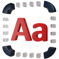 text style icon. graphic design 3d icon illustration. 3d design style. 3d rendering png