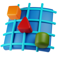 Shapes Object On Canvas 3d. graphic design 3d icon illustration. 3d design style. 3d rendering png