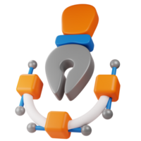 Bezier tool icon. graphic design 3d icon illustration. 3d design style. 3d rendering png