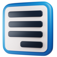 align text right 3d icon. graphic design 3d icon illustration. 3d design style. 3d rendering png