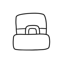 Minimalist black and white illustration of a St. Patrick's Day hat. Drawn with a simple outline and a belt buckle in the center. This design is perfect for creating something simple. png
