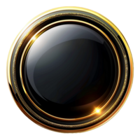 Golden black button with a gold frame png