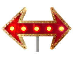 A red and gold neon sign with three lights png