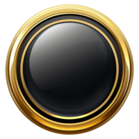 A black and gold button with a gold frame png